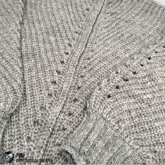 POL CHUNKY CABLE KNIT DUSTER CARDIGAN SWEATER HEATHER GREY WOMEN’S SIZE MEDIUM - Picture 12 of 15